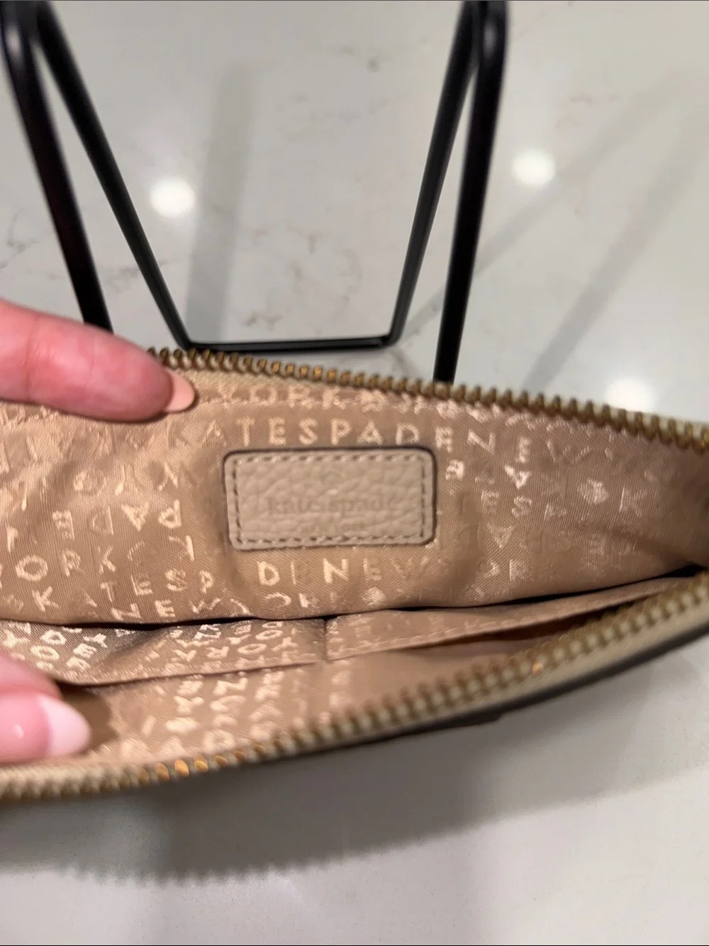 kate spade Pebbled Leather Wristlet - Light Beige